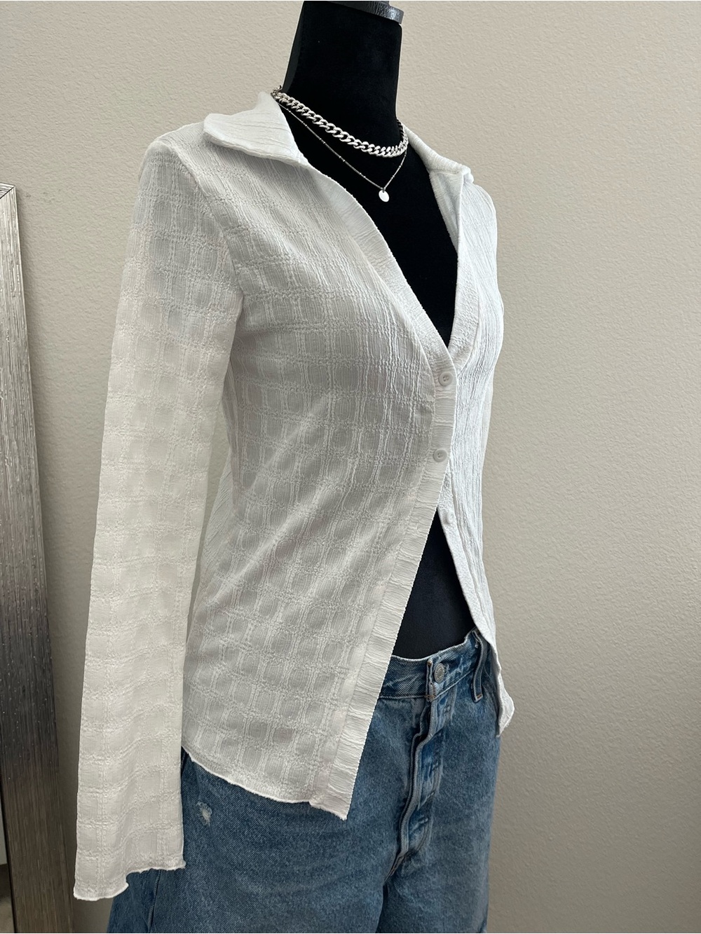 Papaya Textured Top with Collar